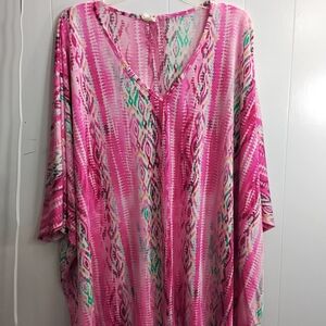 Vibrant Pink and Green Women's Tunic